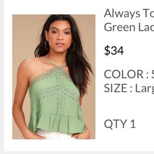 Lulus always together sage lace green crop top